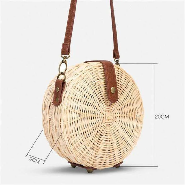 Handwoven Round Straw Bali Purse