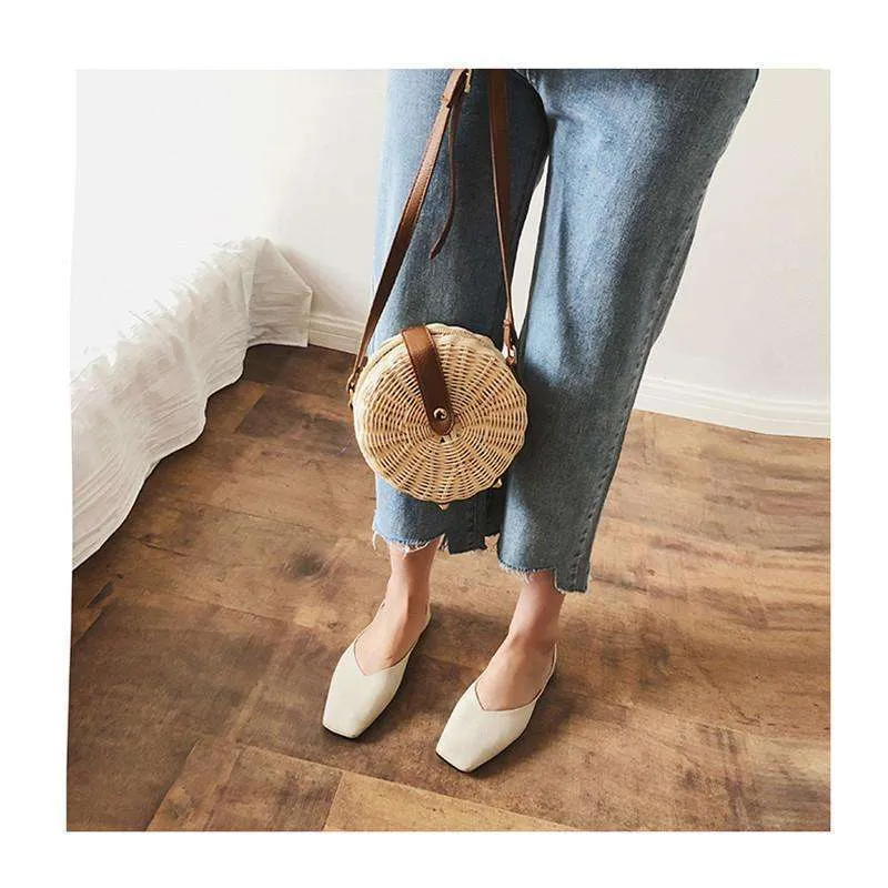 Handwoven Round Straw Bali Purse