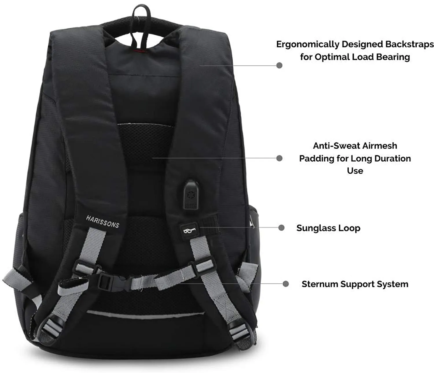 Harissons Sirius 45 Ltrs Executive Laptop Backpack (Up to 15.6 Inch) with USB Charging Connector & Built-in Waterproof Raincover