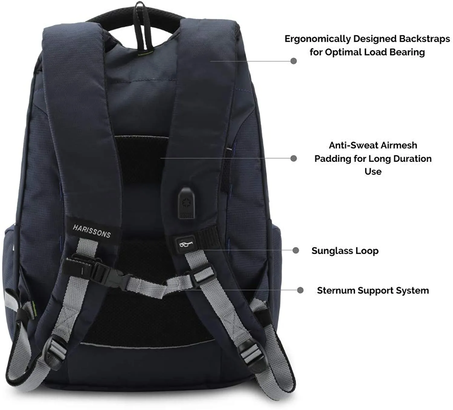 Harissons Sirius 45 Ltrs Executive Laptop Backpack (Up to 15.6 Inch) with USB Charging Connector & Built-in Waterproof Raincover