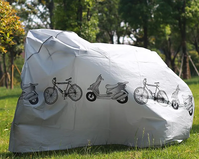 Heavy Duty Waterproof Bike Cover for Outdoor Bicycle Storage - White