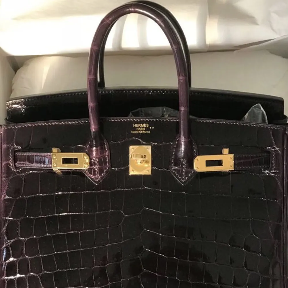 Hermès Birkin 25 Prunoir Crocodile Niloticus Lisse Gold Hardware GHW