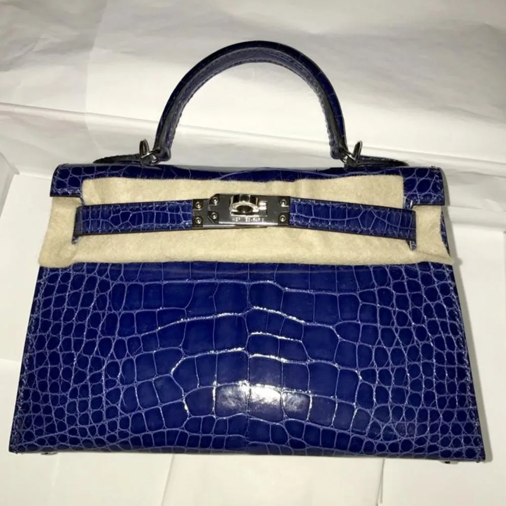 Hermès Kelly 20 Bleu Saphir Sellier Alligator Mississippi Lisse Palladium Hardware PHW