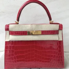 Hermès Kelly 28 Braise Sellier Crocodile Niloticus Lisse Gold Hardware GHW