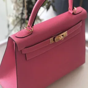 Hermès Kelly HSS 28 Rose Azalee/Jaune d'Or Sellier Epsom Gold Hardware GHW