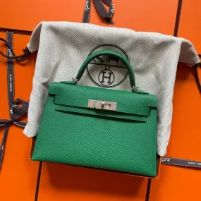 Hermès Kelly Limited Edition 20 Cactus/Paille Verso Epsom Palladium Hardware PHW