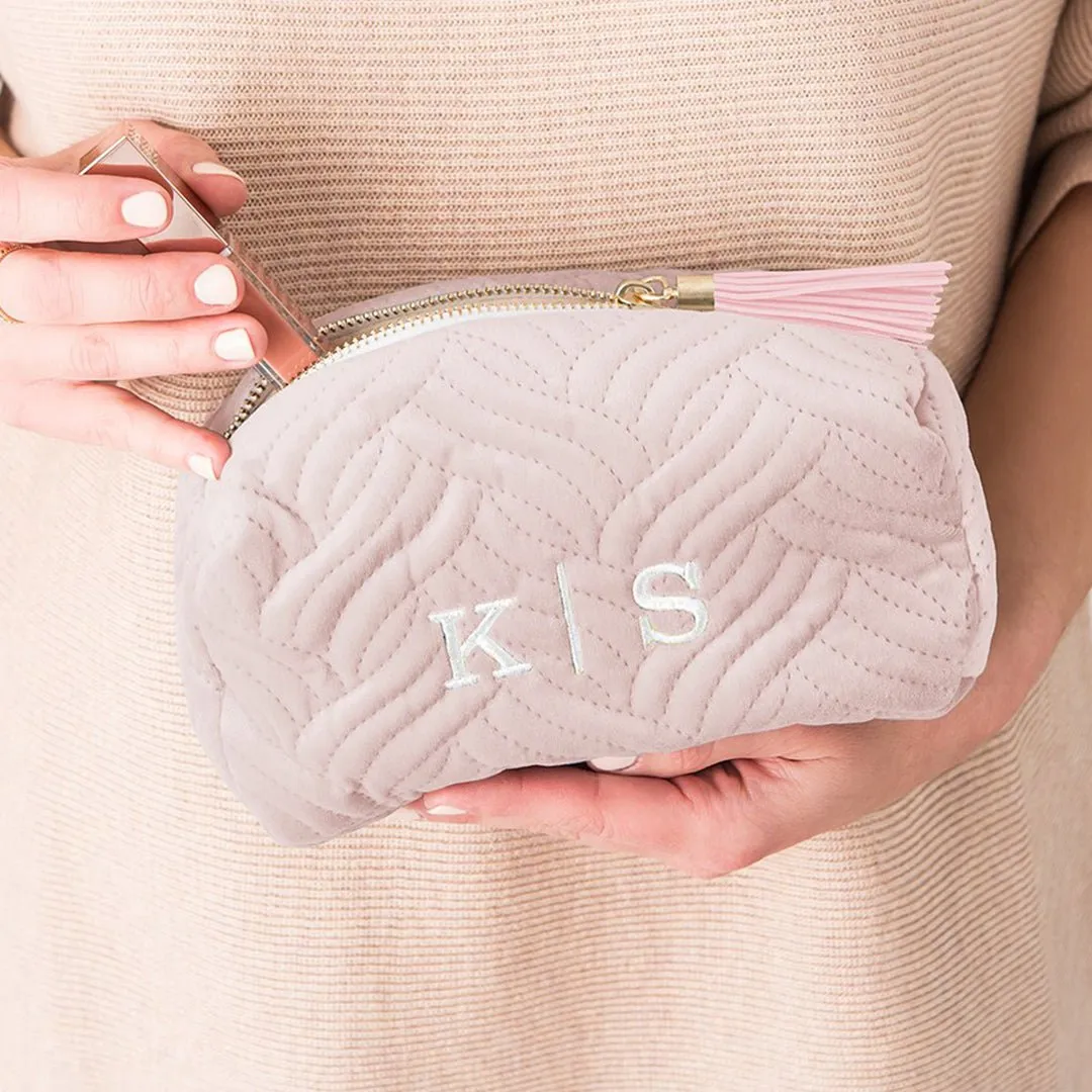 Ivory Velvet Makeup Bag