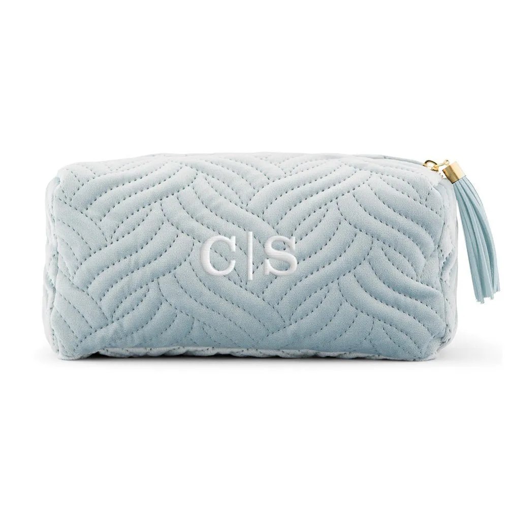 Ivory Velvet Makeup Bag