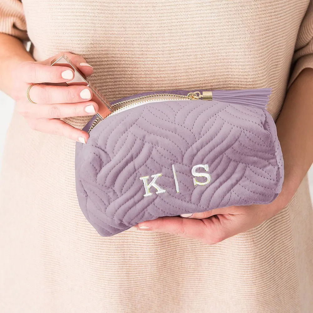 Ivory Velvet Makeup Bag