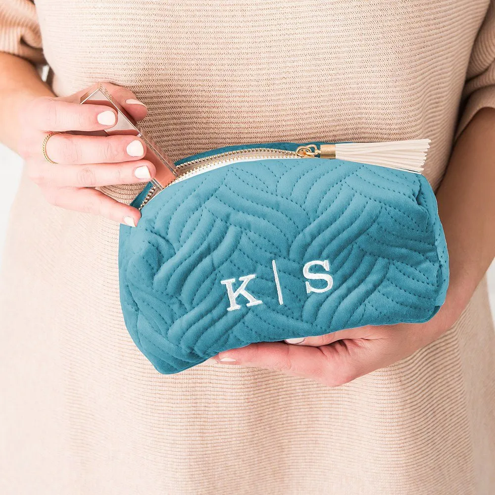 Ivory Velvet Makeup Bag