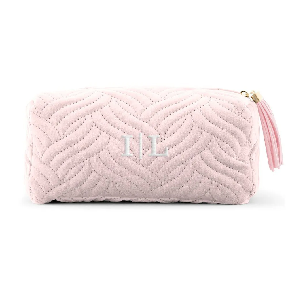 Ivory Velvet Makeup Bag