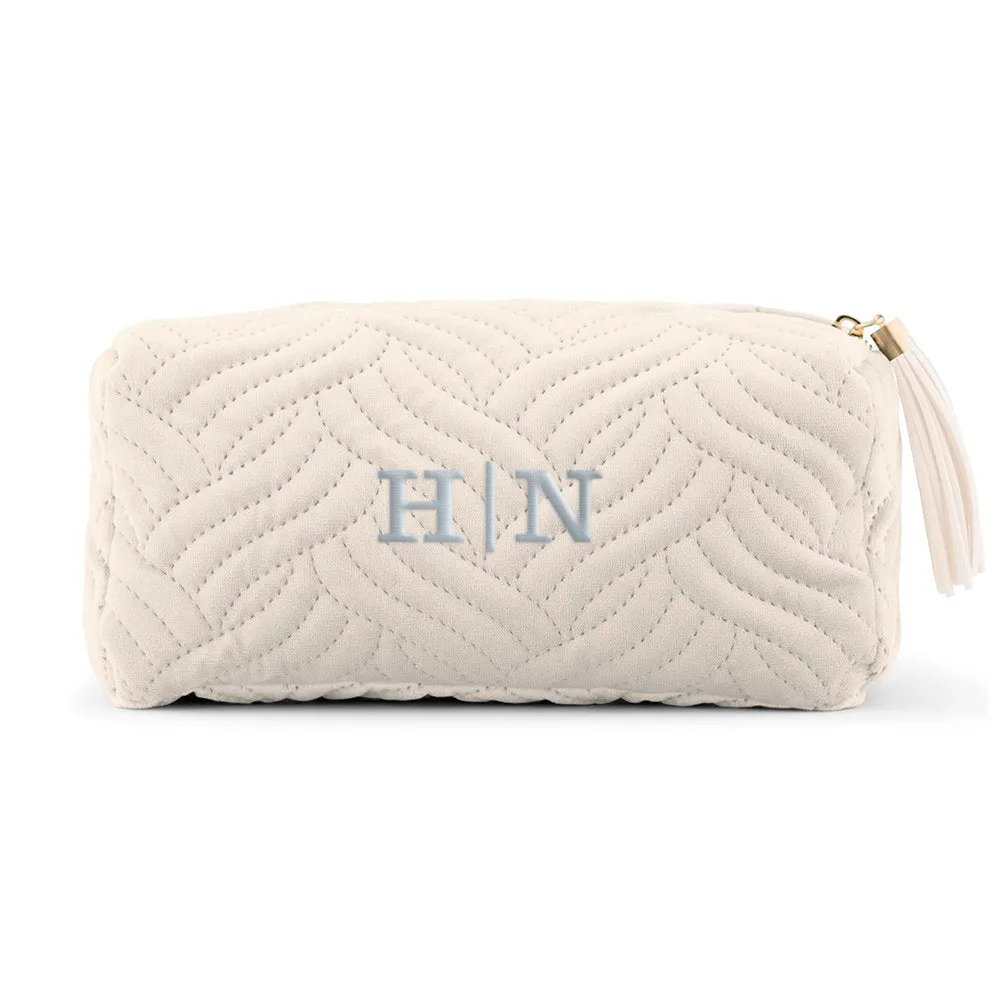 Ivory Velvet Makeup Bag