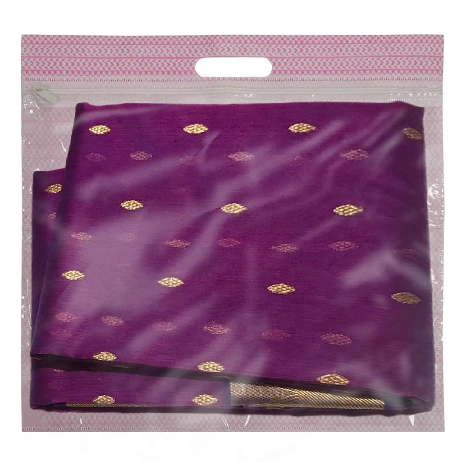 Kuber Industries Non-Woven Single Saree Covers With Transparent Window With Handle Pack of 12 (Pink)