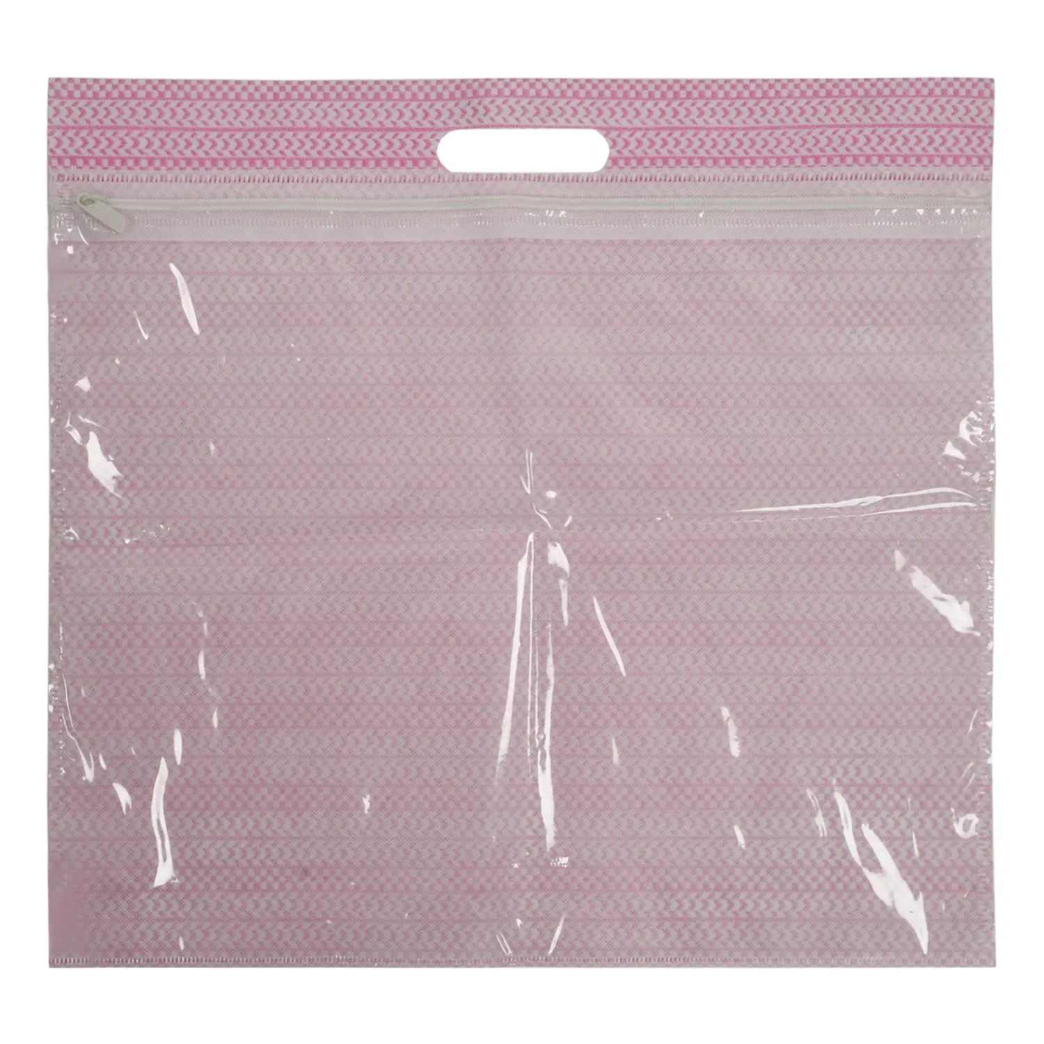 Kuber Industries Non-Woven Single Saree Covers With Transparent Window With Handle Pack of 12 (Pink)