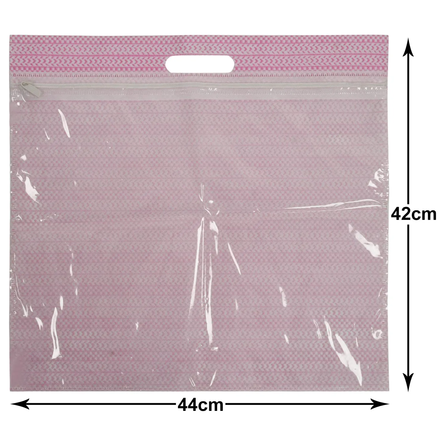 Kuber Industries Non-Woven Single Saree Covers With Transparent Window With Handle Pack of 12 (Pink)