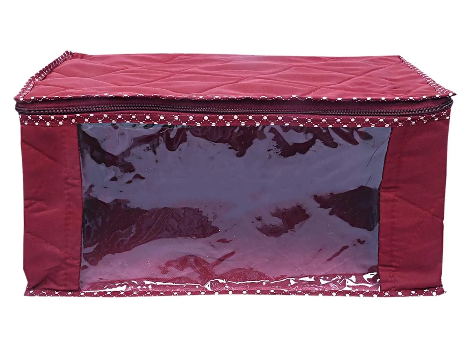 Kuber Industries Parachute Wardrobe Organizer/Cover/Storage Bag For Store Saree, Lehenga, Suit, Dress, Clothes With Transparent Window- Pack of 2 (Maroon)