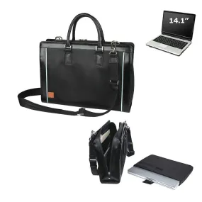 Laptop Notebook Bag Brief Case Expandable Leather Trim to Fit 14inch Computer