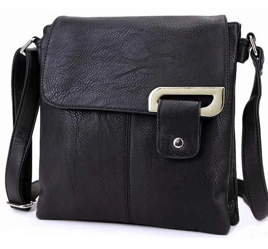 LARGE BLACK MULTI POCKET CROSS BODY MESSENGER BAG