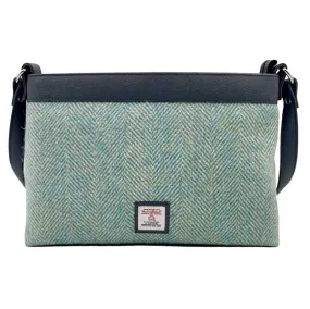 Large Shoulder Bag in Turquoise Herringbone Harris Tweed