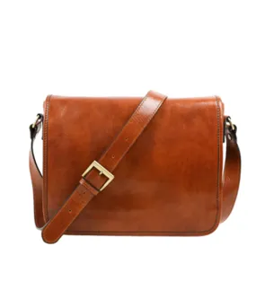 Leather Messenger Bag - Cognac