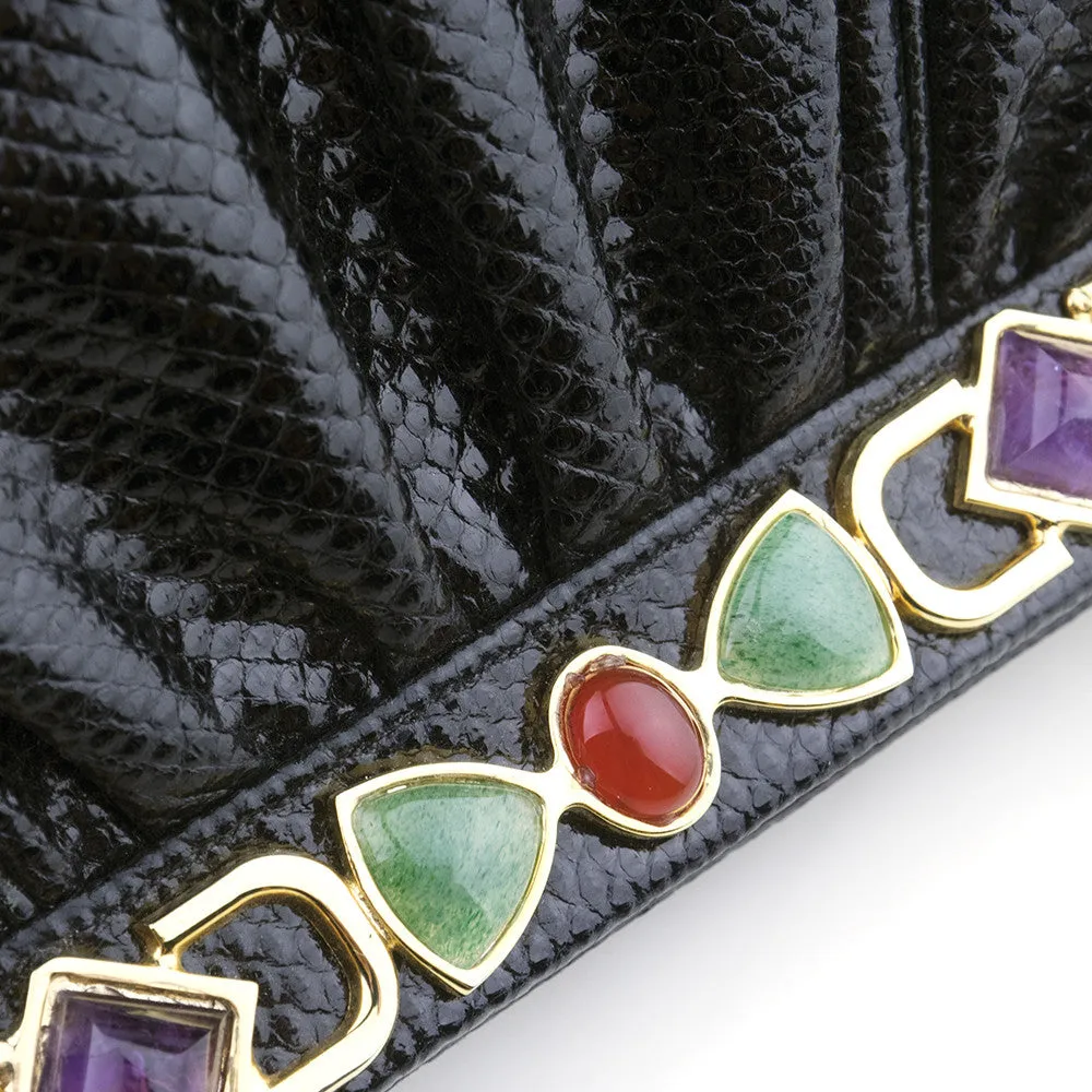 Leiber Reptile Clutch with Semi-Precious Stone Frame Rental Physical