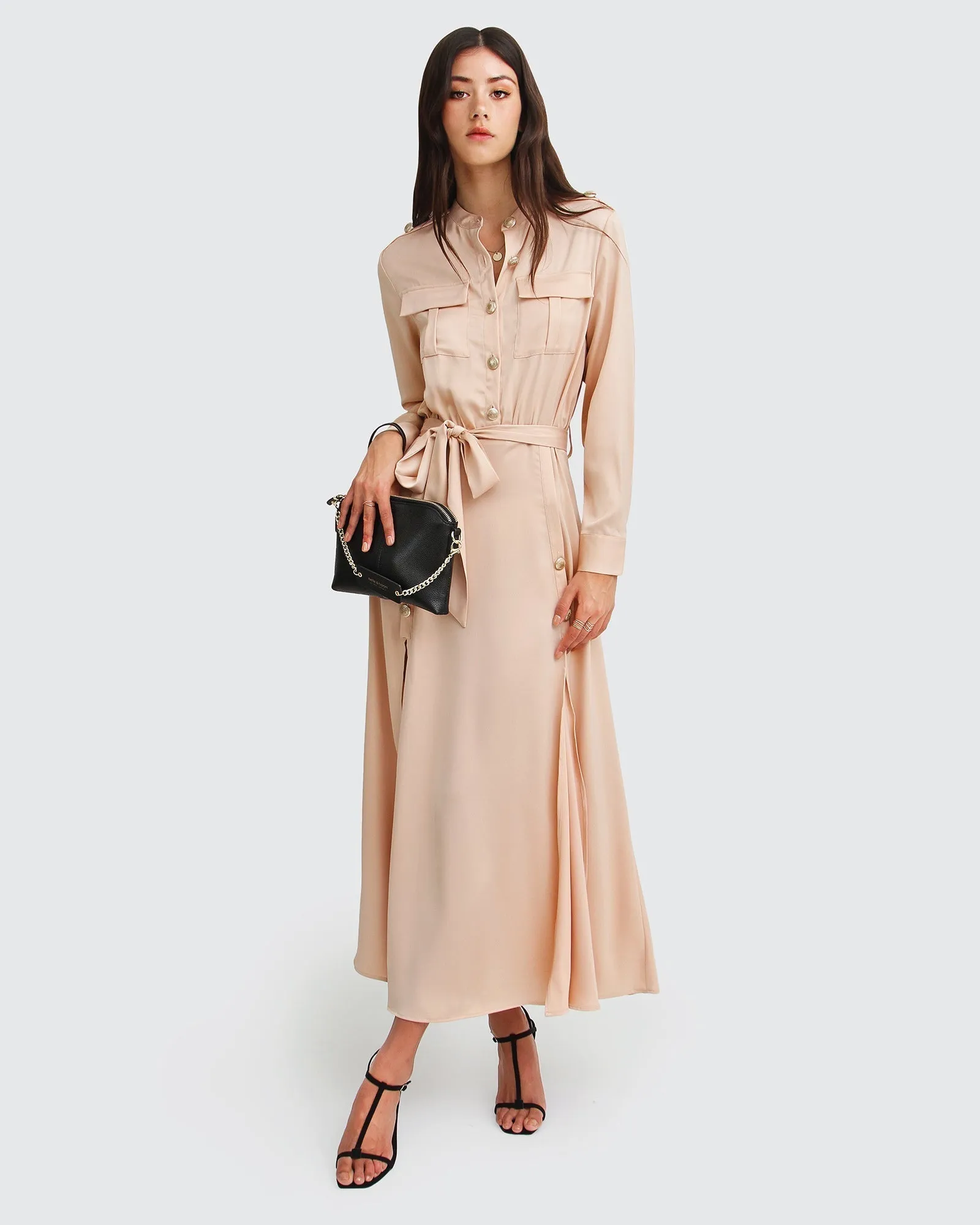 Lover To Lover Maxi Shirt Dress - Champagne