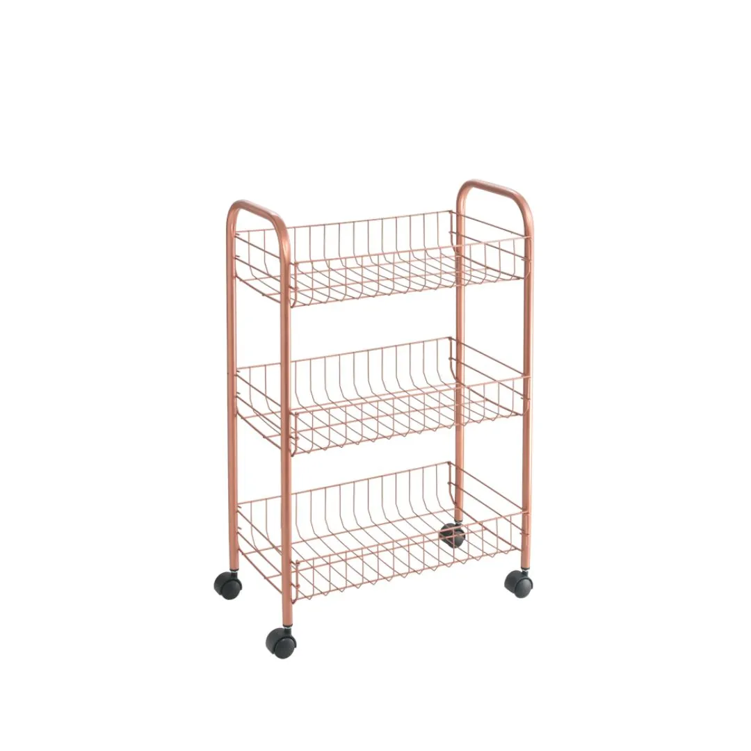 Lugano 3 Tier Rolling Cart Copper