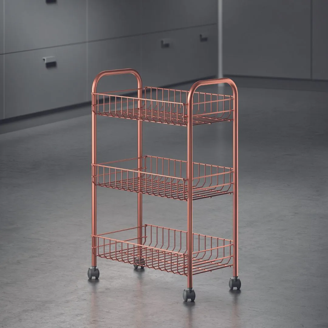 Lugano 3 Tier Rolling Cart Copper