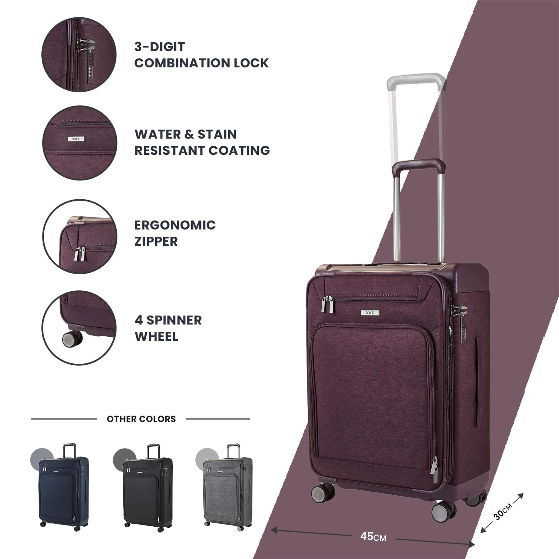 Luggage Suitcase Travel Bag Carry On Hand Cabin Check in Lightweight Expandable 4 Spinner Wheels Trolley Set | Parker