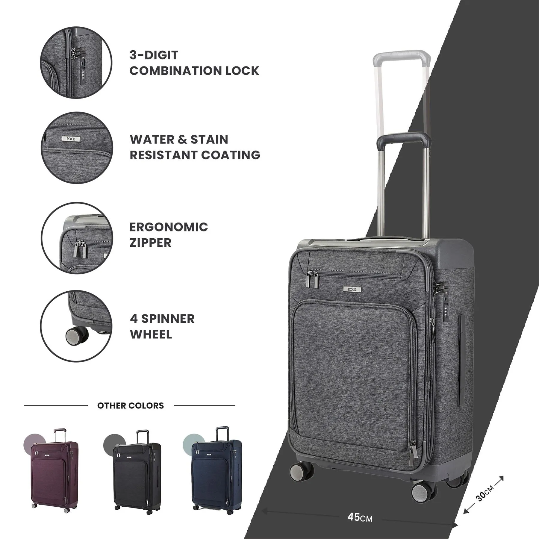 Luggage Suitcase Travel Bag Carry On Hand Cabin Check in Lightweight Expandable 4 Spinner Wheels Trolley Set | Parker