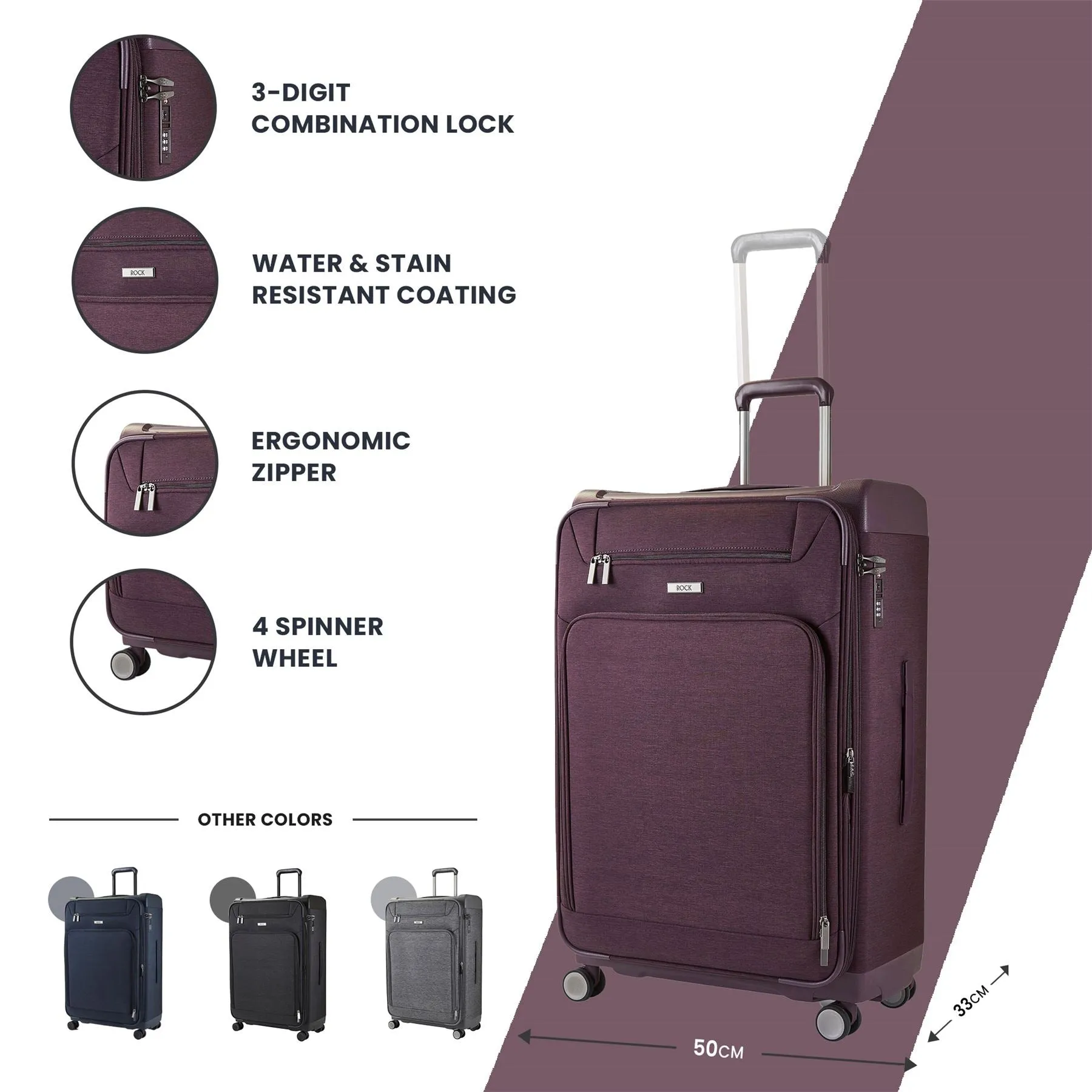 Luggage Suitcase Travel Bag Carry On Hand Cabin Check in Lightweight Expandable 4 Spinner Wheels Trolley Set | Parker