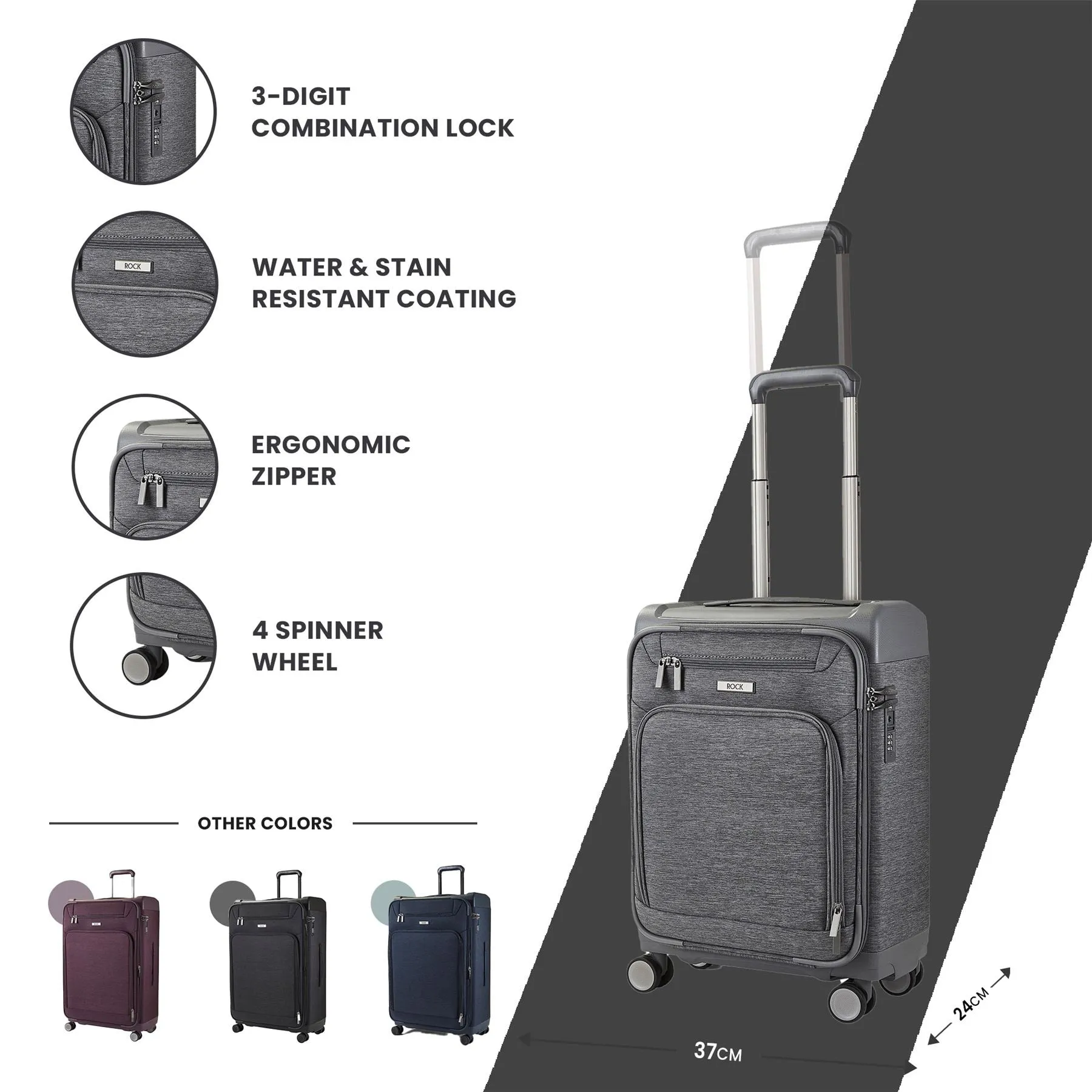 Luggage Suitcase Travel Bag Carry On Hand Cabin Check in Lightweight Expandable 4 Spinner Wheels Trolley Set | Parker