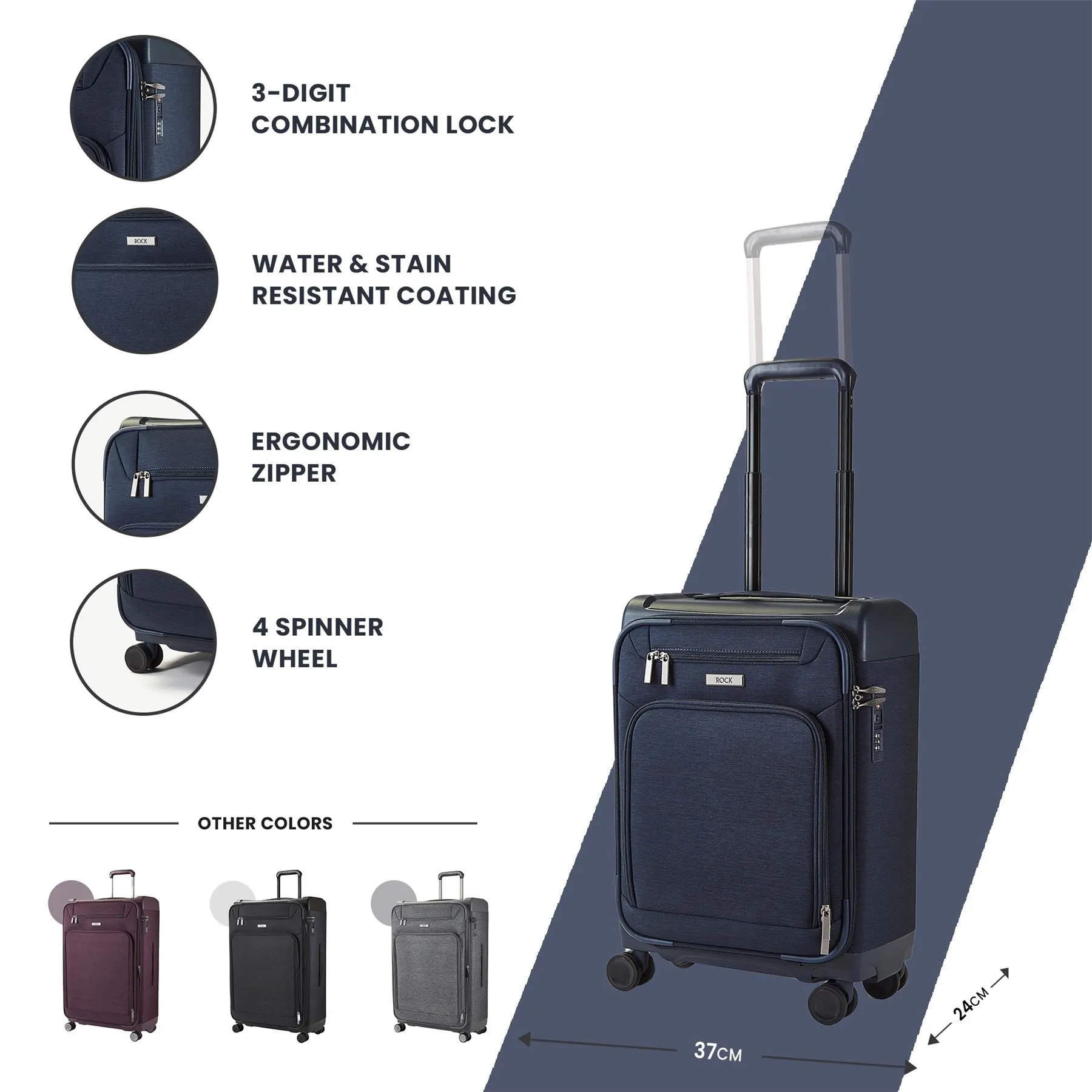 Luggage Suitcase Travel Bag Carry On Hand Cabin Check in Lightweight Expandable 4 Spinner Wheels Trolley Set | Parker