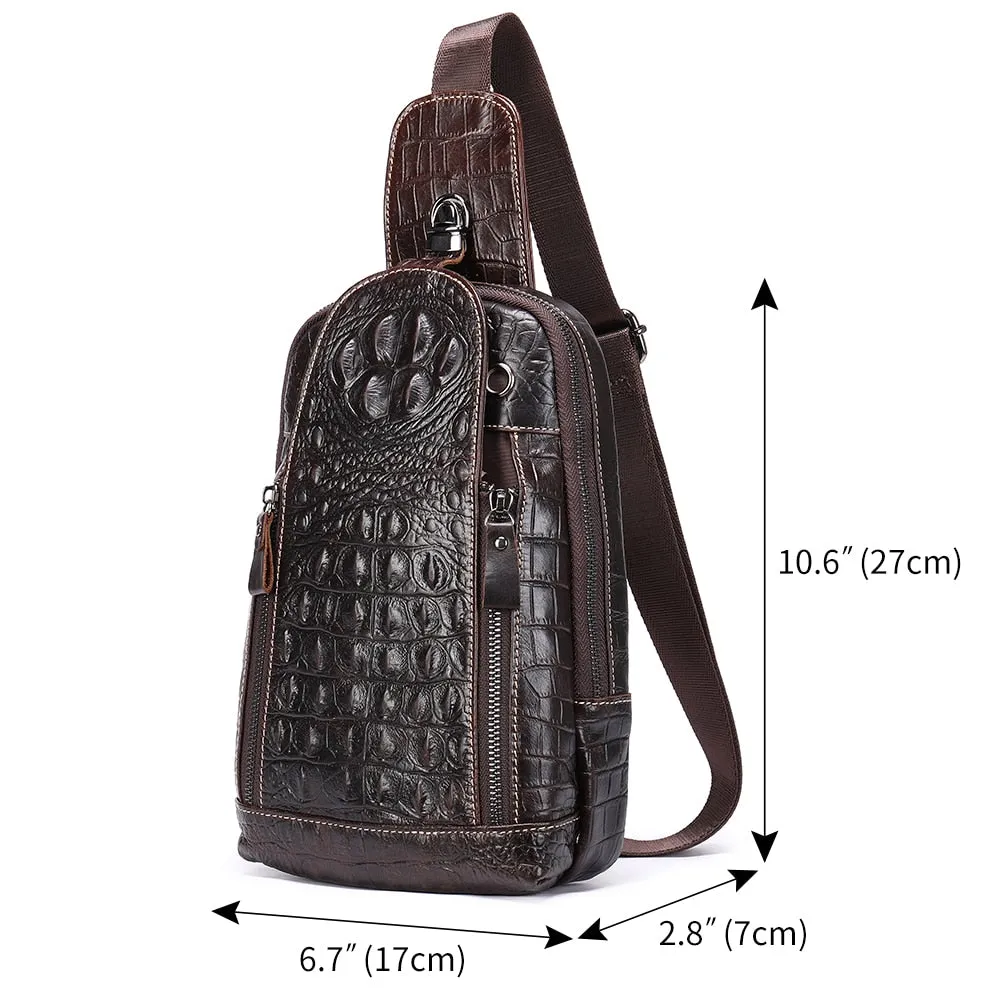 Luxury CrocLeather Crocodile Pattern Messenger Bag