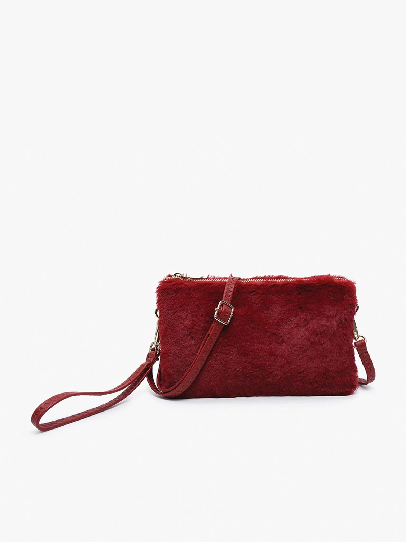 M013FUR Riley Faux Fur 3 Compartment Crossbody/Wristlet