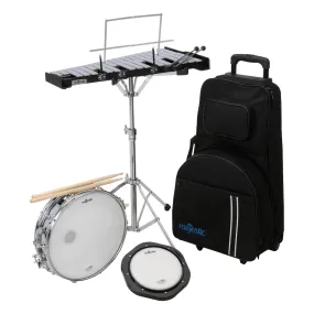 Majestic Snare drum, glockenspiel & practice pad kit with trolley