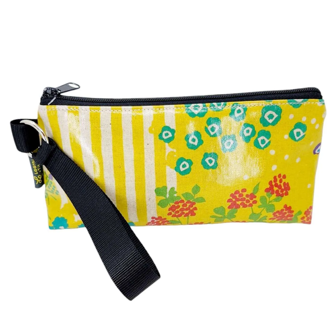 Makeup Bag - Small - Bird and Flowers on Mustard by Laarni and Tita