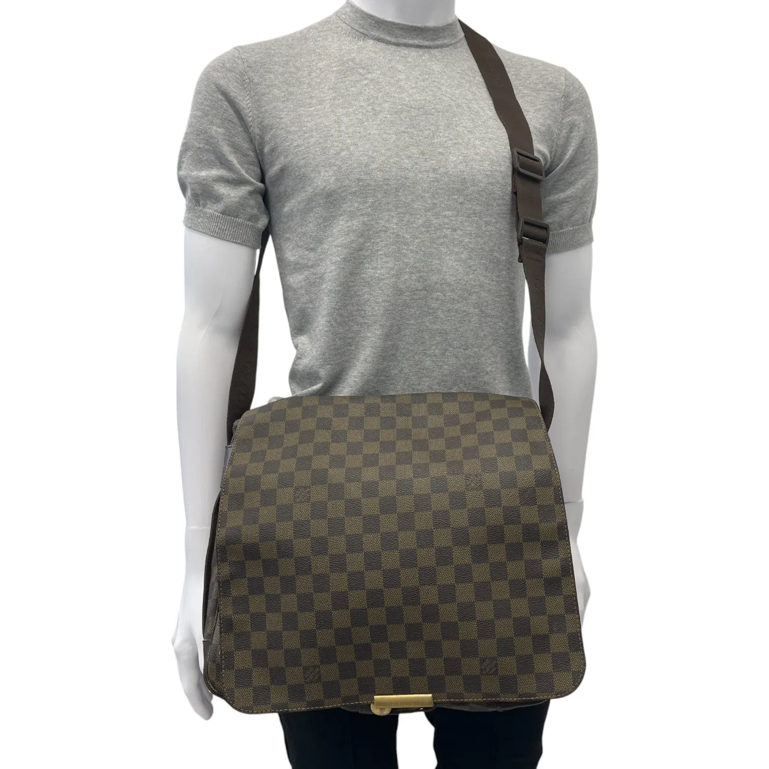 Men's Damier Ebene Bastille Messenger Bag Brown