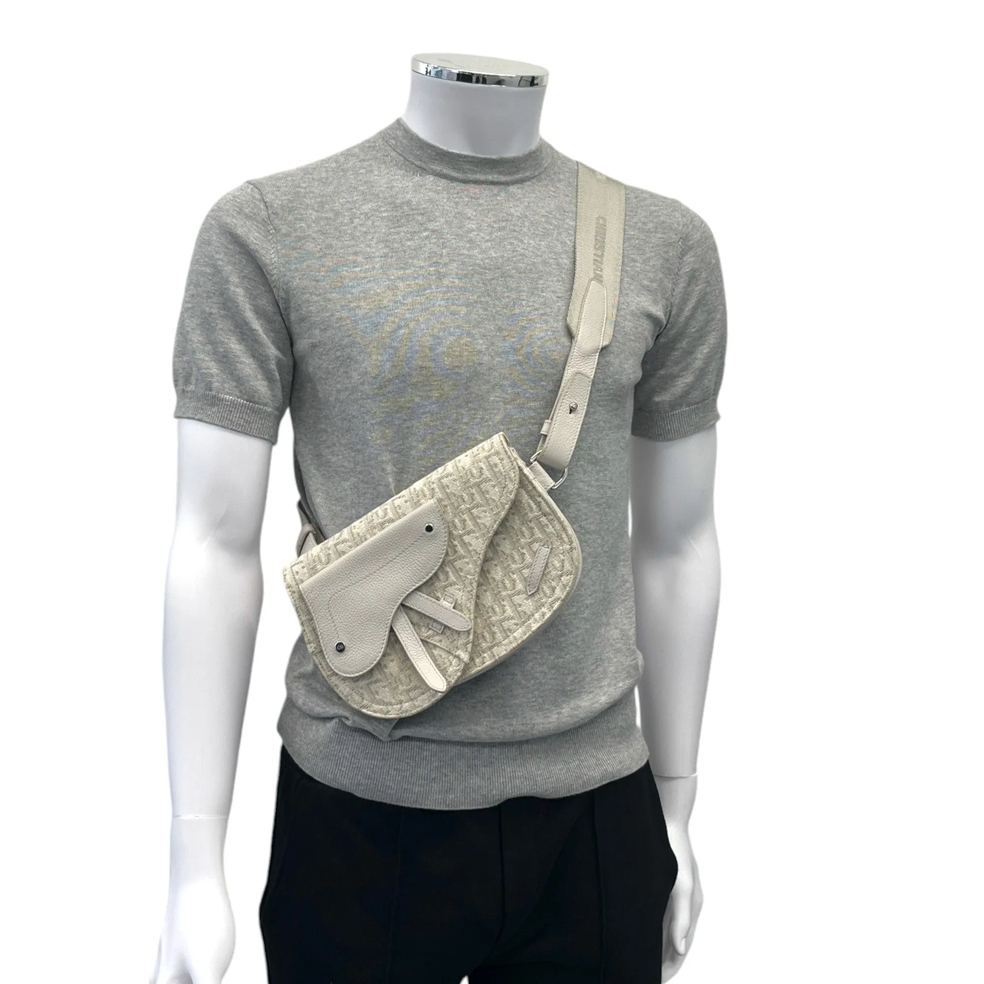 Men's Saddle Oblique Messenger Bag Grey