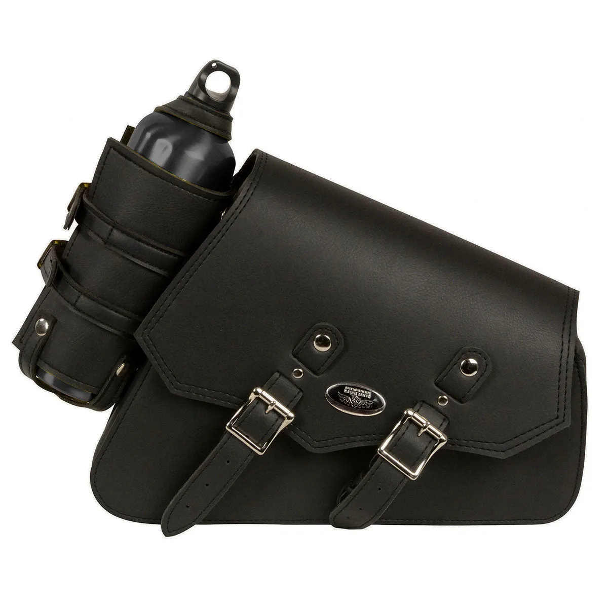 Milwaukee Leather MP8600R Black Right Side 'Conceal and Carry' PVC Swing Arm Bag with Bottle Holder