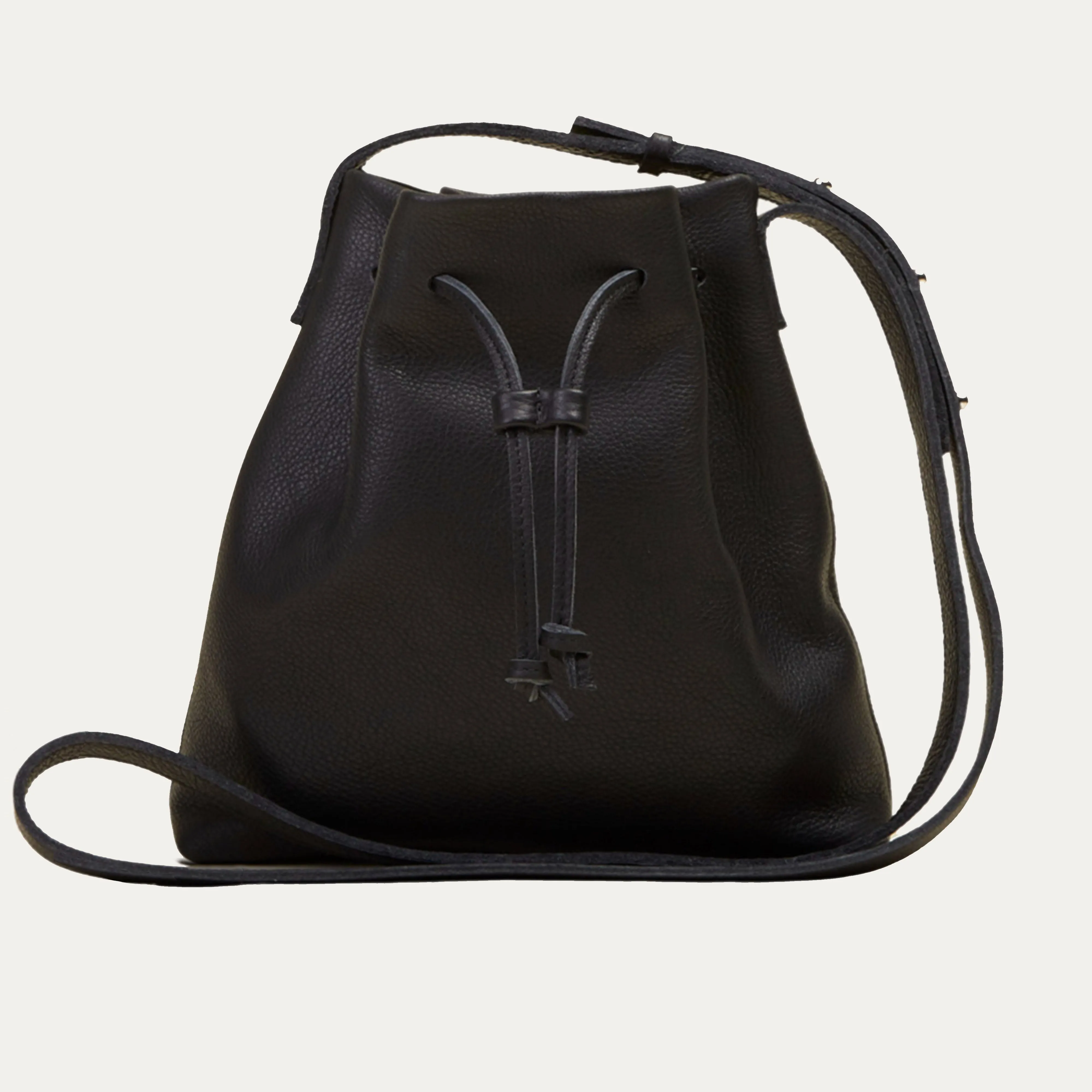 Mini Crossbody Tote | Black Leather   Gold Hardware