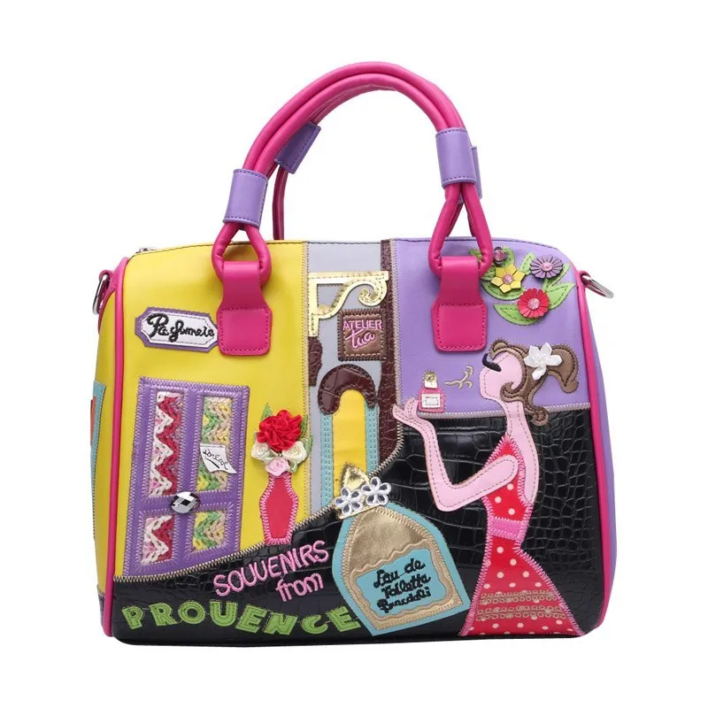 Modern Fun Cartoon Style Embroidered Tote Shoulder Bag