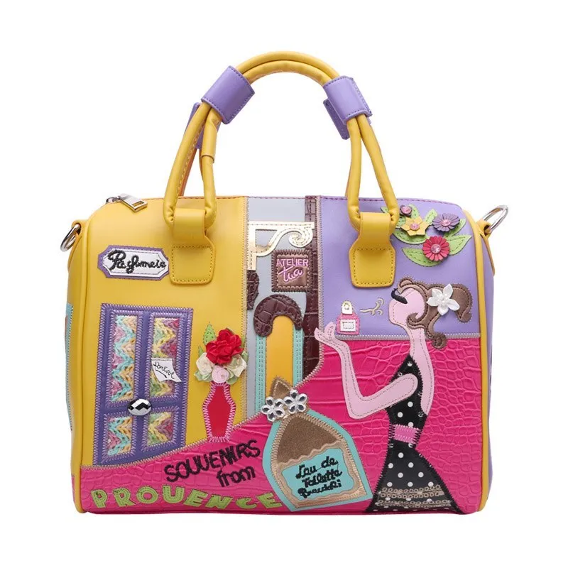 Modern Fun Cartoon Style Embroidered Tote Shoulder Bag