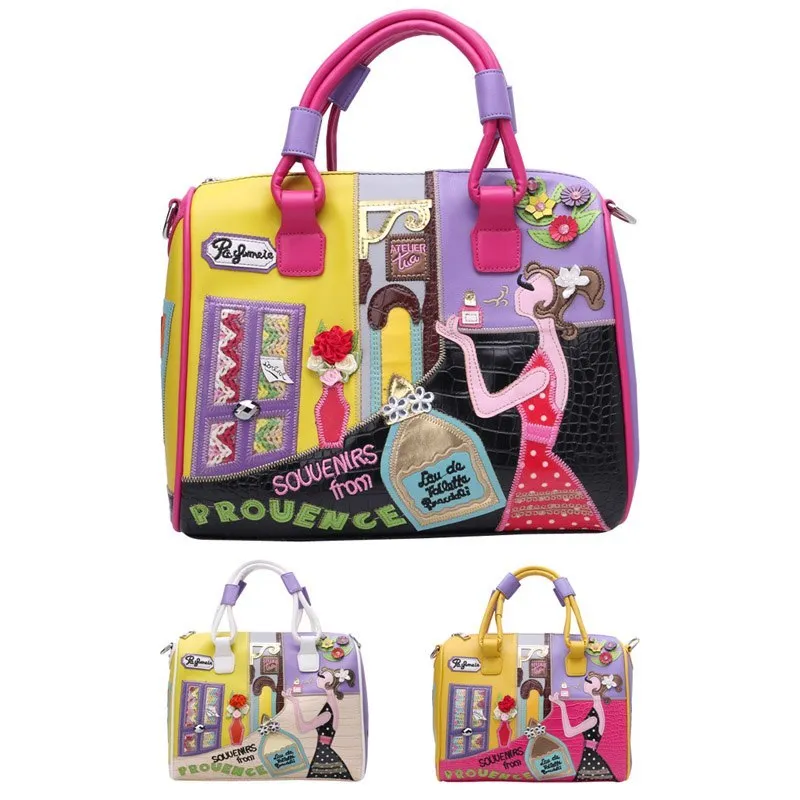 Modern Fun Cartoon Style Embroidered Tote Shoulder Bag