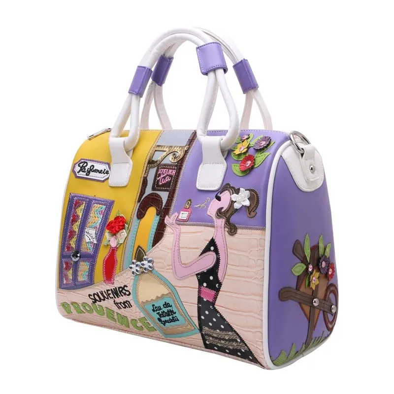 Modern Fun Cartoon Style Embroidered Tote Shoulder Bag