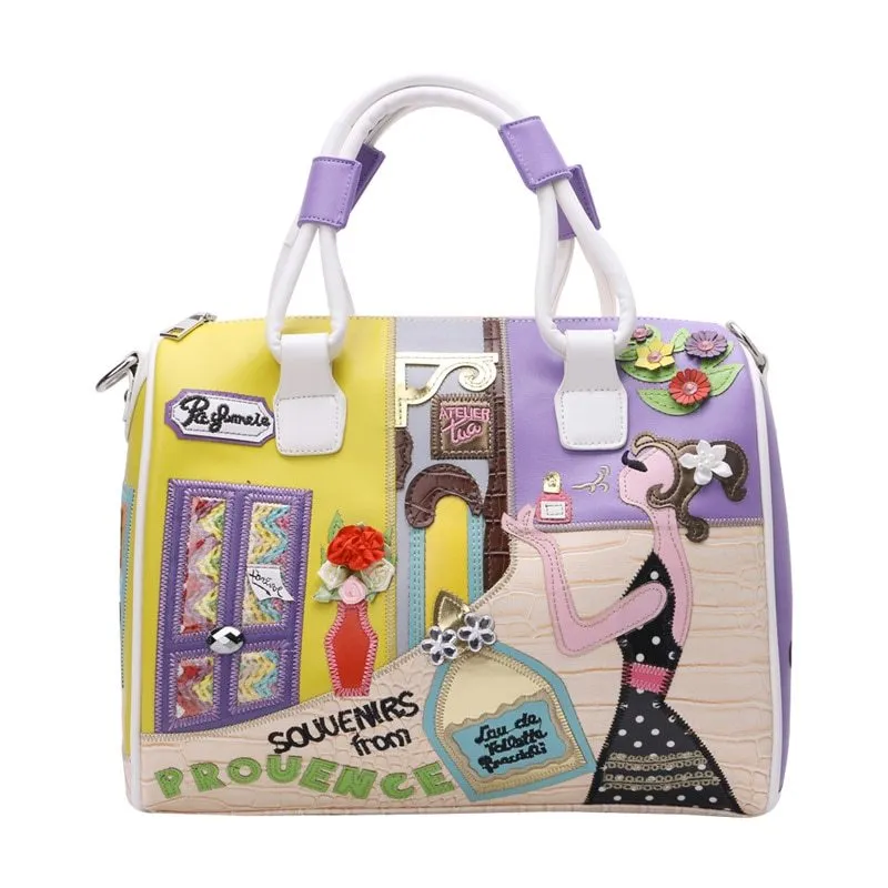 Modern Fun Cartoon Style Embroidered Tote Shoulder Bag