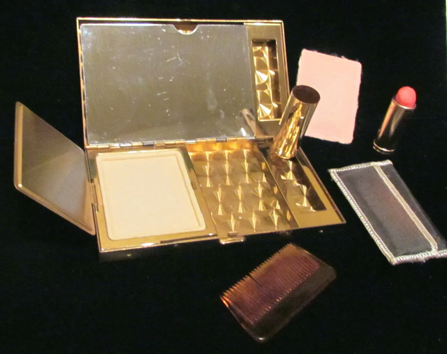 Mother Of Pearl Carryall Compact Purse Vintage 1950s Mad Men Cigarette Case Formal Moire Bag Excellent Condition