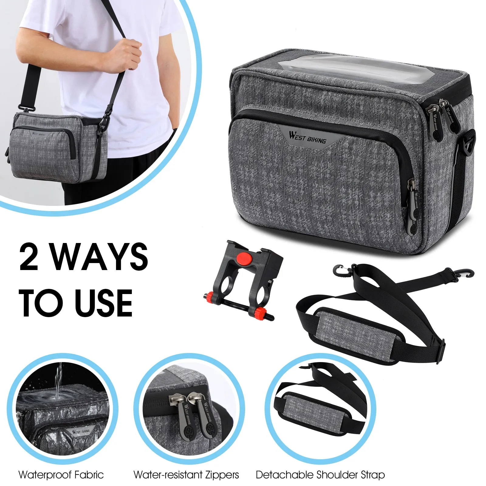 Multifunction Bike Handlebar Bag Cycling Touch Screen Phone Bags Travel Shoulder Bag MTB Road Bicycle Accessories