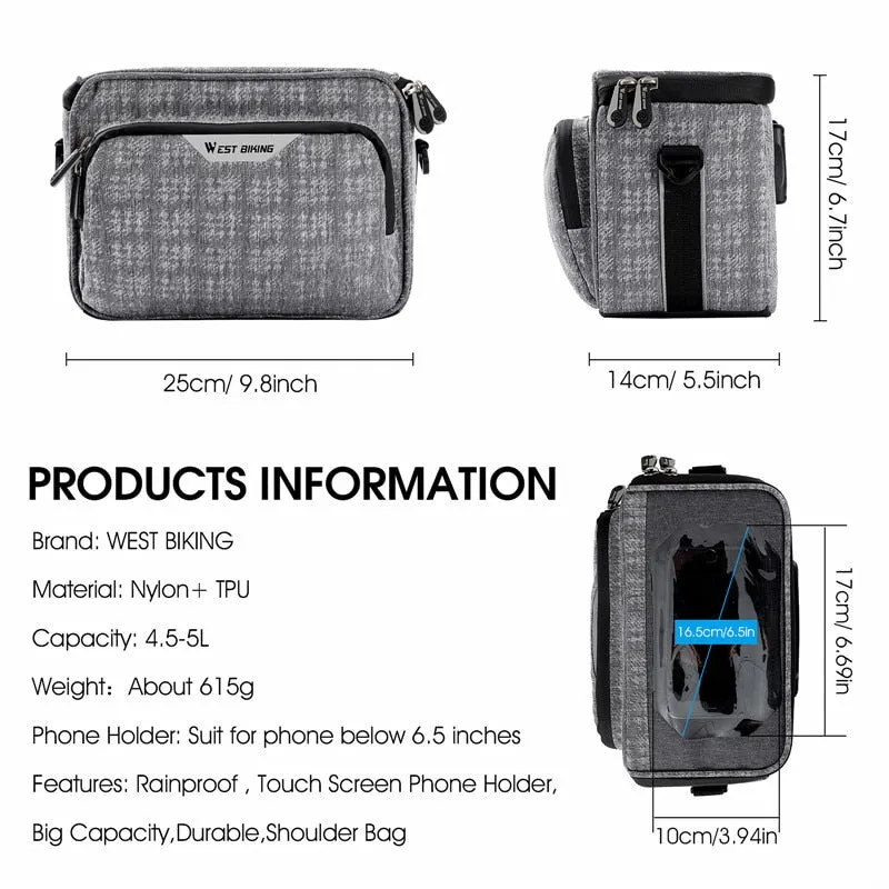 Multifunction Bike Handlebar Bag Cycling Touch Screen Phone Bags Travel Shoulder Bag MTB Road Bicycle Accessories