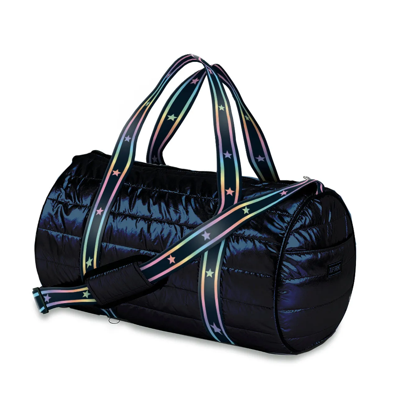 Navy Puffer Duffle Bag with Gradient Star Straps